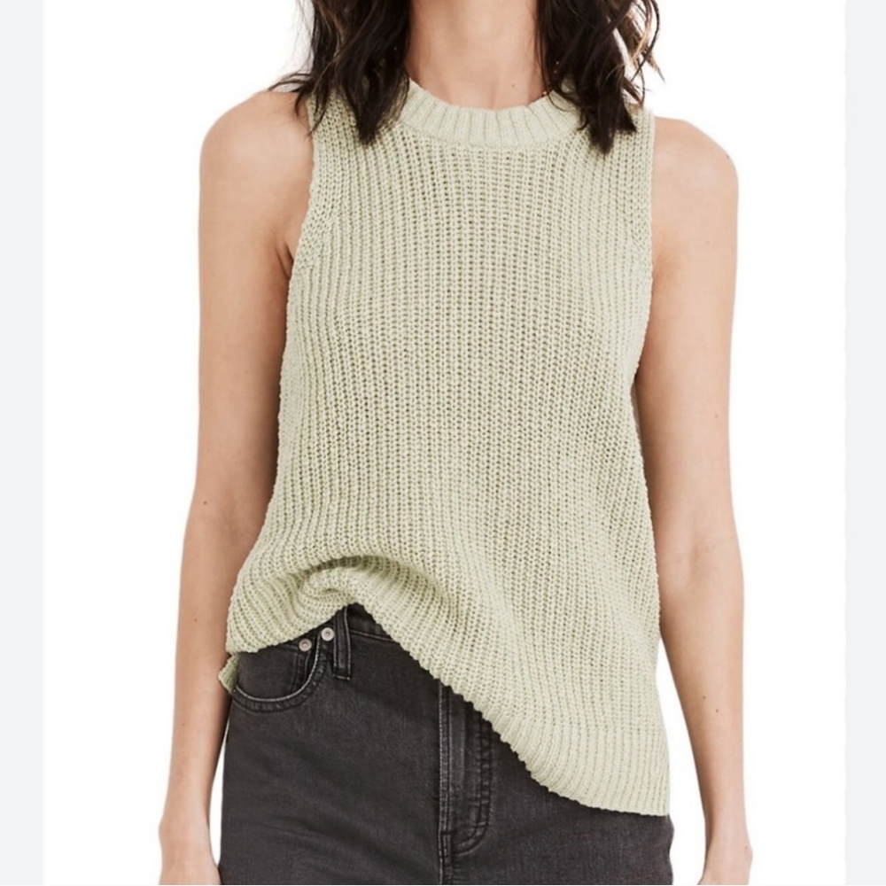MADEWELL Cream Shaker Sleeveless Fall Sweater Tank Medium